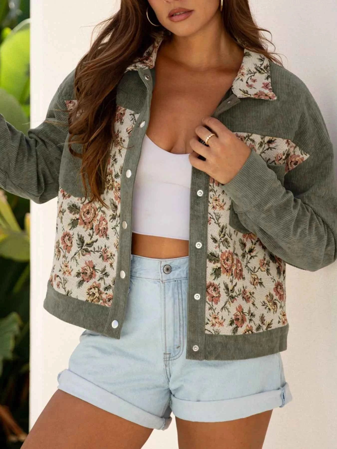 Floral Snap Down Corduroy Jacket 722de36d-8de7-44c7-a19f-4469375f9f03-Max-Origin