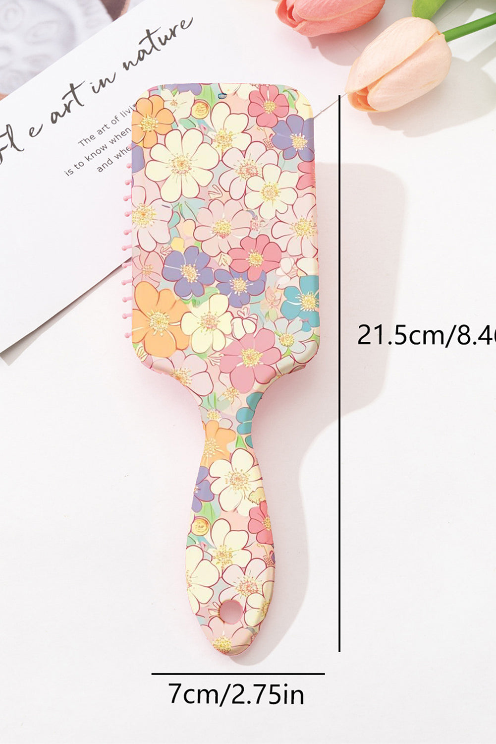 Peach Blossom Flower Print Large Paddle Air Cushion Comb 7252e760d793b850