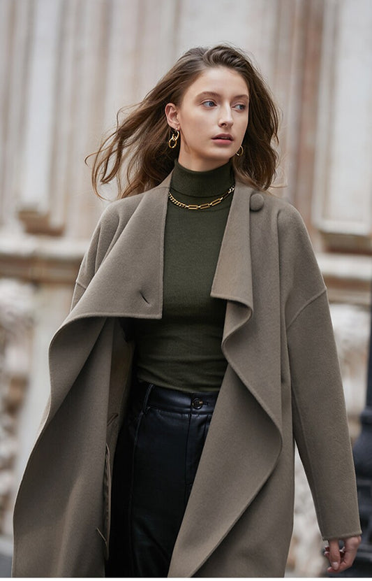 Double-Faced Wool Wrap Coat