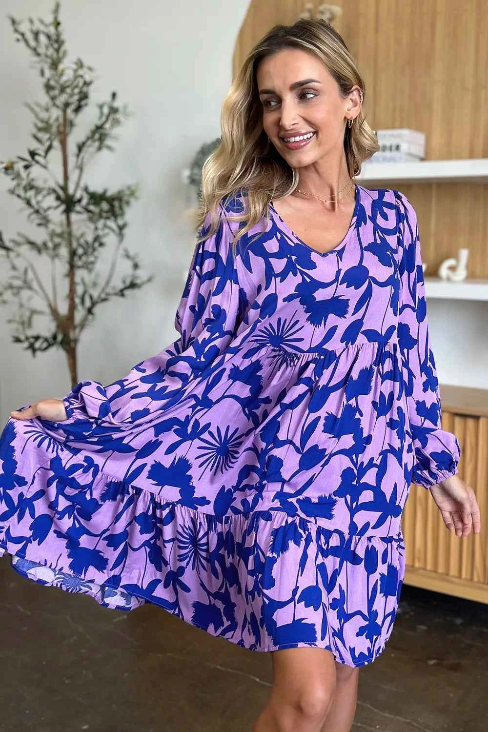 Double Take Full Size Printed Ruffle Hem Dress with Pocket 727adc08-f539-46b1-a822-0cf27c100e6e-Max