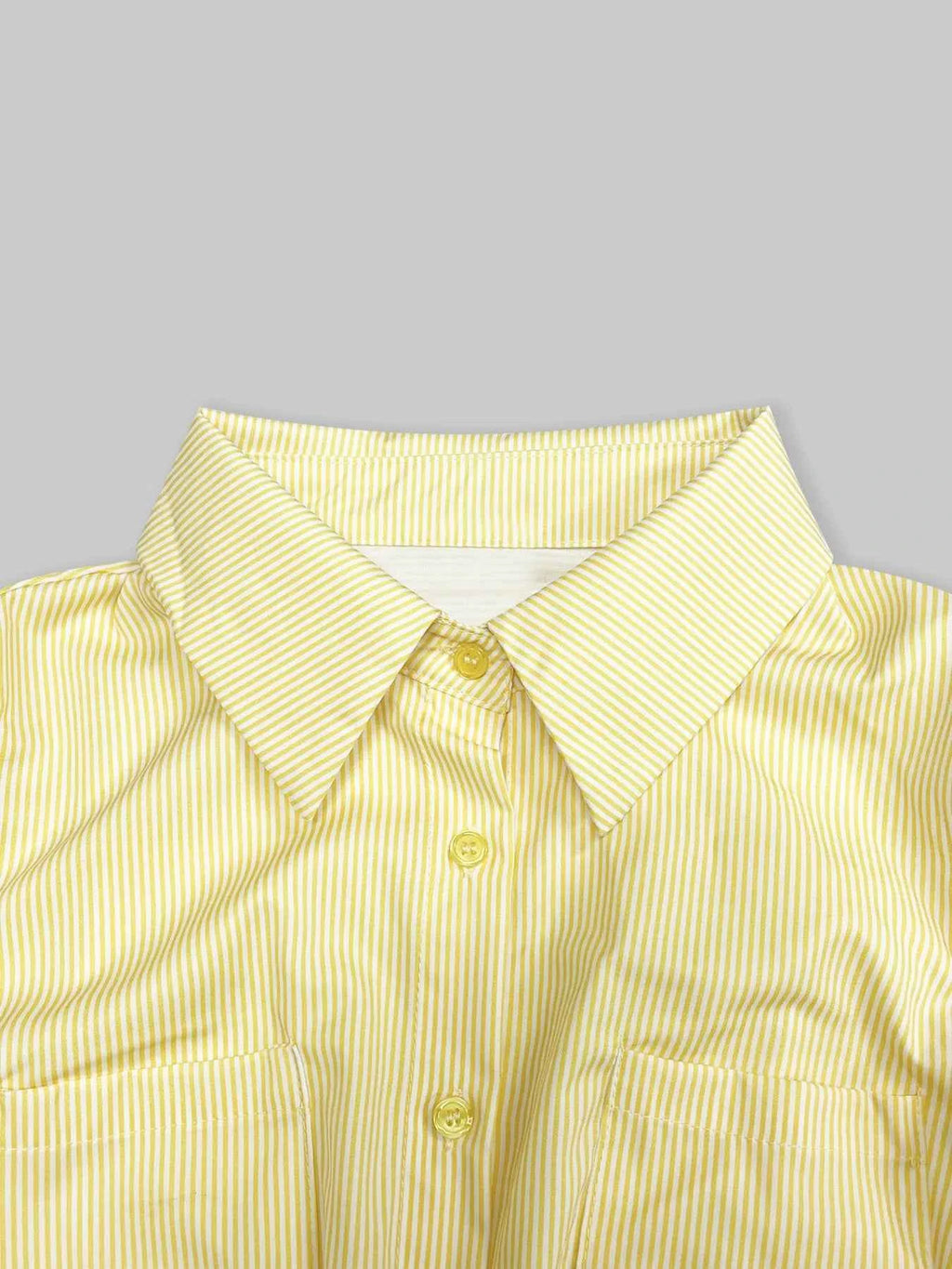 Striped Puff Sleeve Button-Up Shirt 727e154ec38a4373831795618050646a-Max-Origin