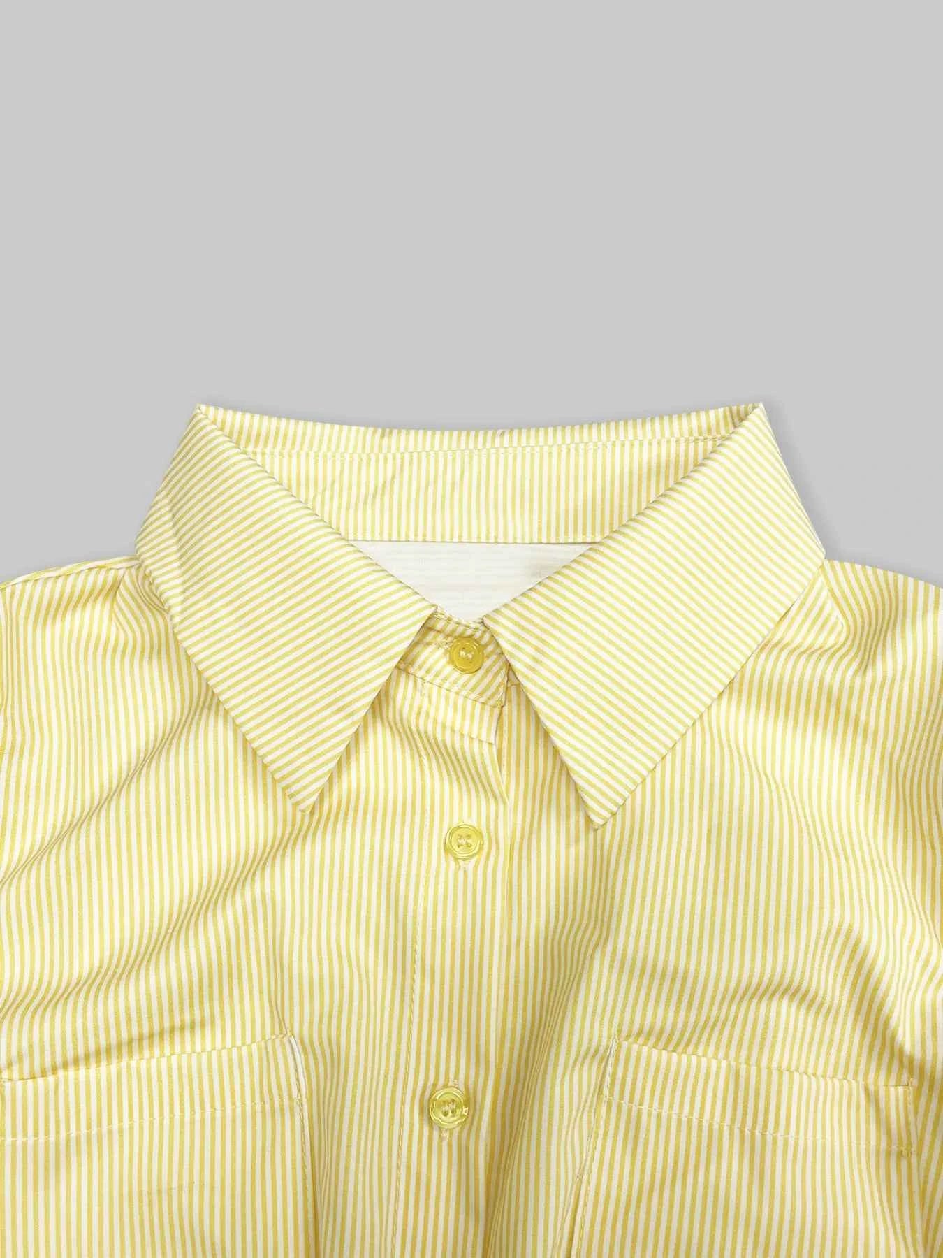 Striped Puff Sleeve Button-Up Shirt 727e154ec38a4373831795618050646a-Max-Origin