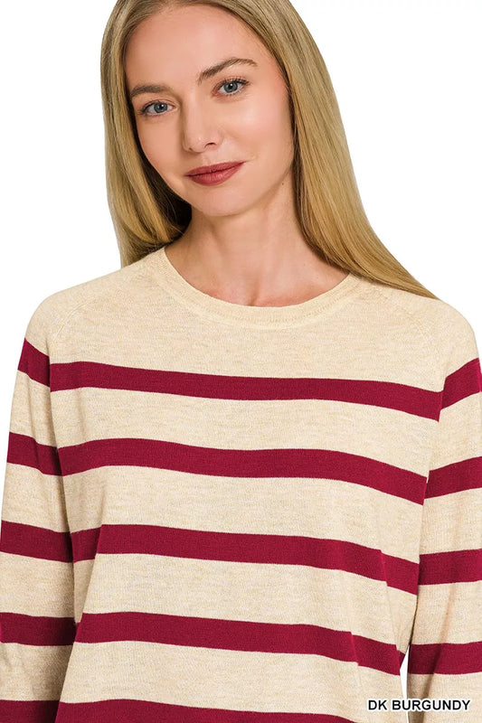 Lightweight Wool Blend Striped Round Neck Sweater 727fb304-aa3d-4d77-b9fc-cc7e1ea56933-Max-Origin