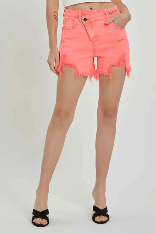 Raw Hem Asymmetrical Waist Denim Shorts 72832fea-feaf-4e26-a936-9e5c3ecd2aff-Max