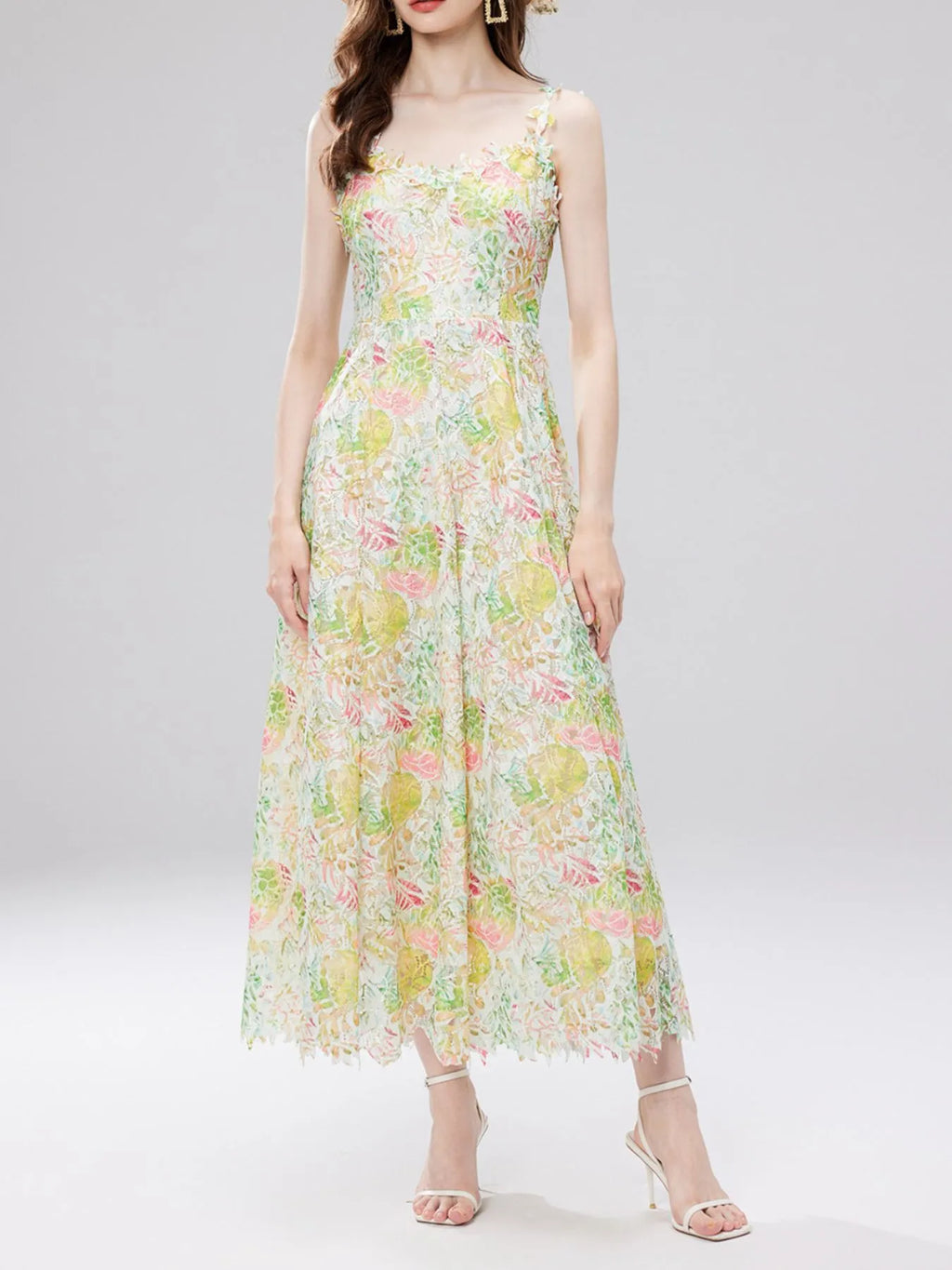 Floral Lace Sleeveless V-Neck Midi Dress 7285ca0e-4347-47e1-aa16-afbf8e7dce5f-Max-Origin