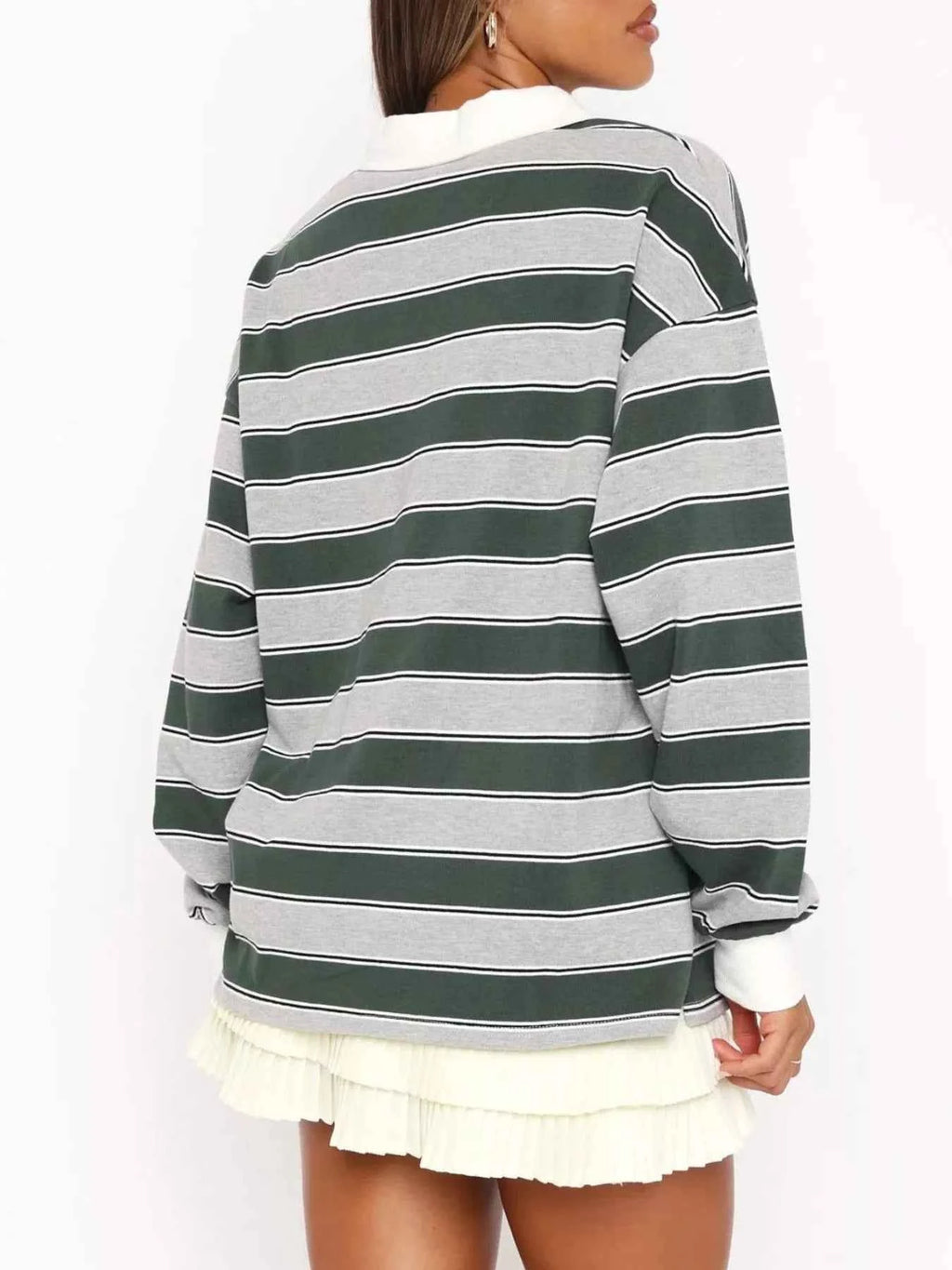 Striped Button Detail Long Sleeve Polo 728a23be-21e1-4a83-878f-674a15ebad1d-Max-Origin