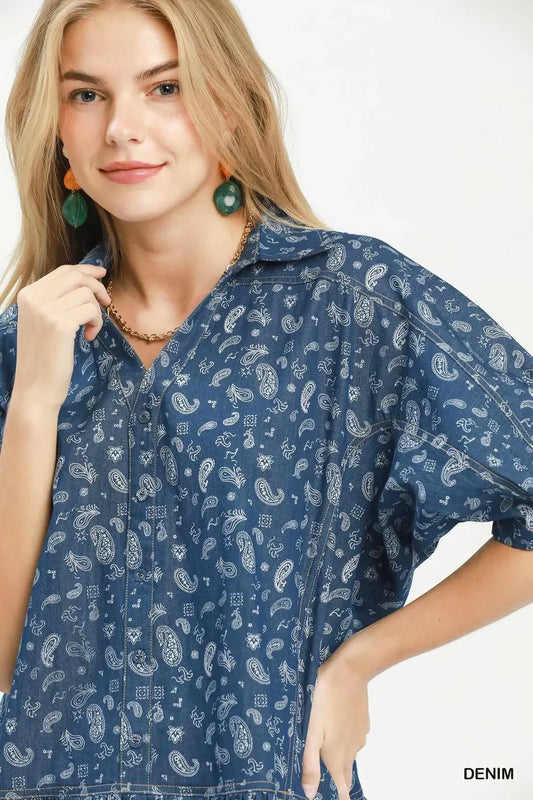 Paisley Print Chambray Top 7295543e-2af7-4fc1-8ab4-9afe9c2c2827-Max-Origin