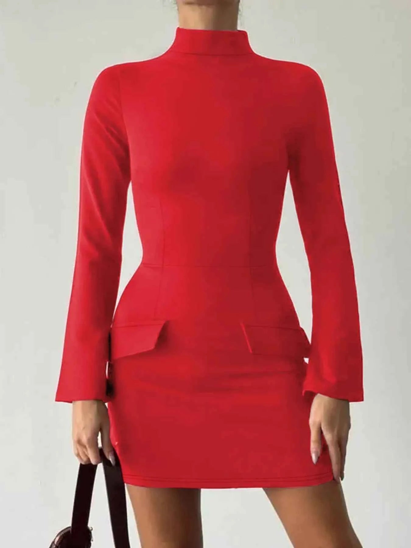 Long Sleeve Bodycon Mini Dress with Pockets 7296de61-9d34-4e12-8fde-924fb8f2ff12-Max-Origin