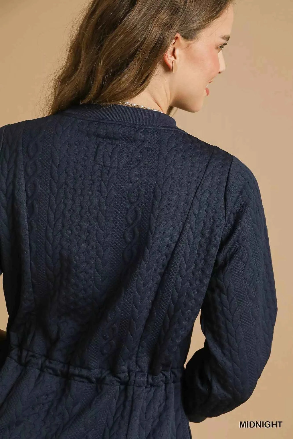 Umgee Drawstring Cable Knit Mini Dress with Pockets 729802cd-e052-42c6-818f-41c066c1caaa-Max-Origin