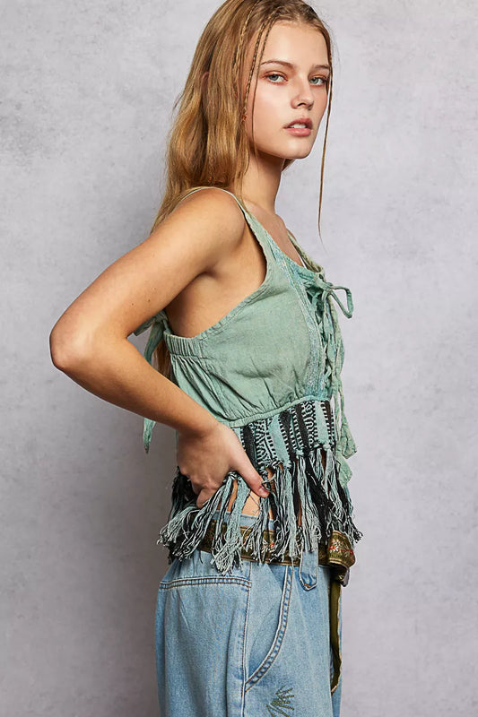 Lace-Up Fringe Hem Tank with Lace Detail 72997375-3721-46a5-a872-8a876df3829e-Max-Origin