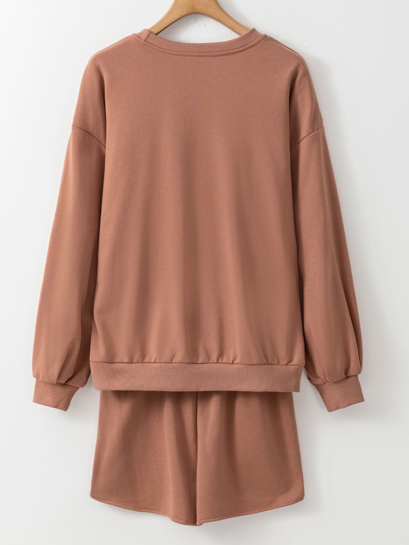 COFFEE Round Neck Sweatshirt and Shorts Set 72a0bb5b-5d00-4f8e-9d18-9d14b645f819-Max