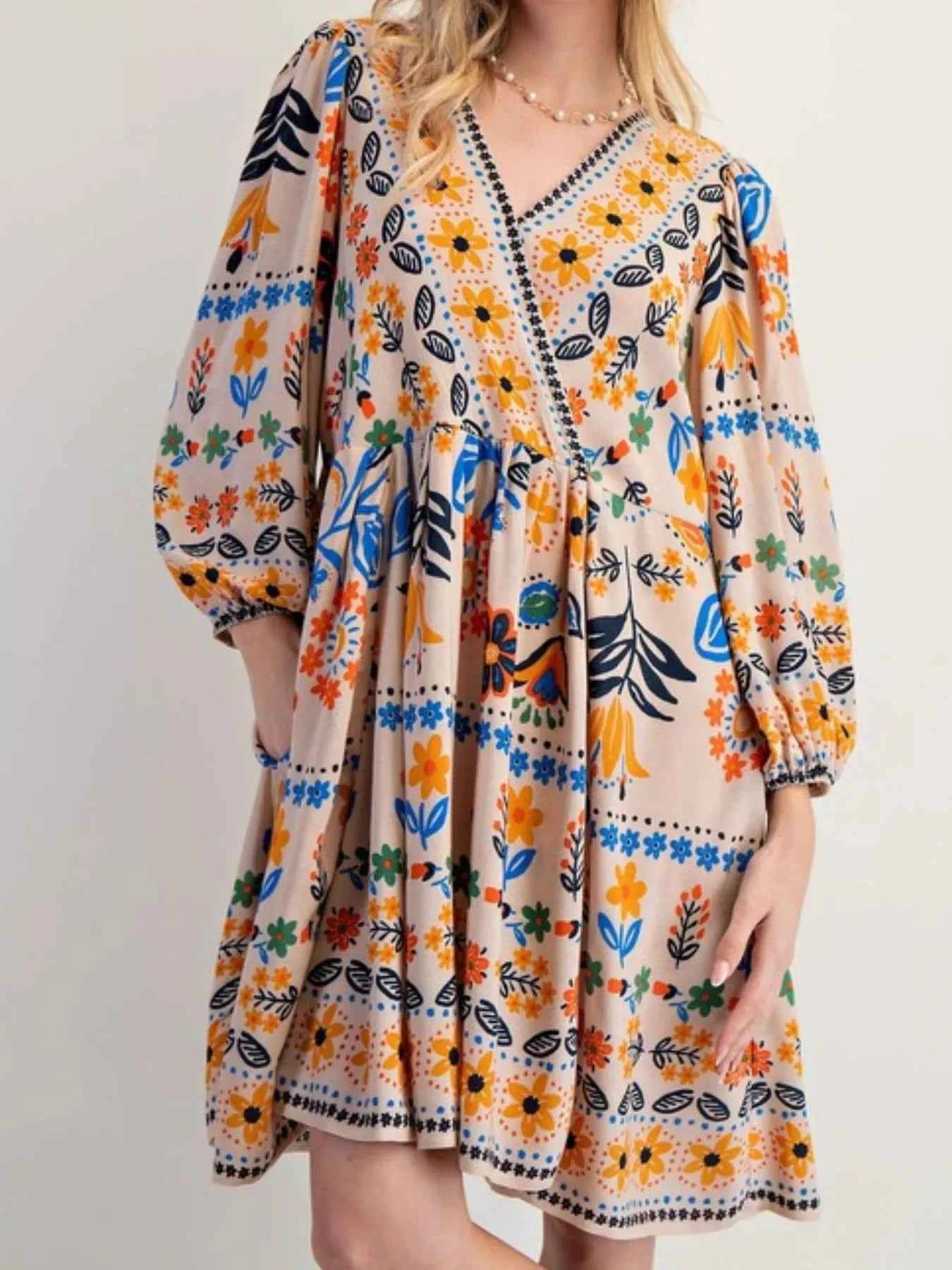 Bohemian Floral Print Long Sleeve Mini Dress 72a1628a-71e6-43f2-bb4a-699755a66a81-Max-Origin
