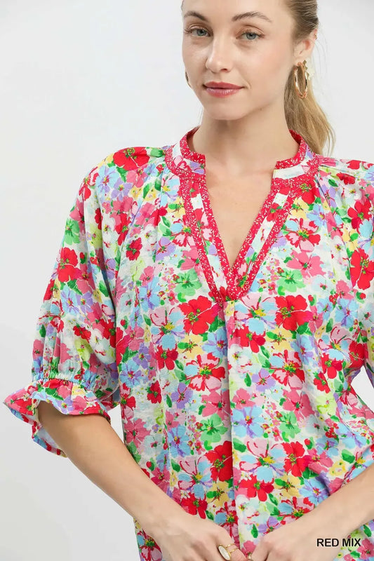 Mix Floral Print Ruffle Top 72ab9974-8e6a-43c3-8c9c-50e6e8d68097-Max-Origin