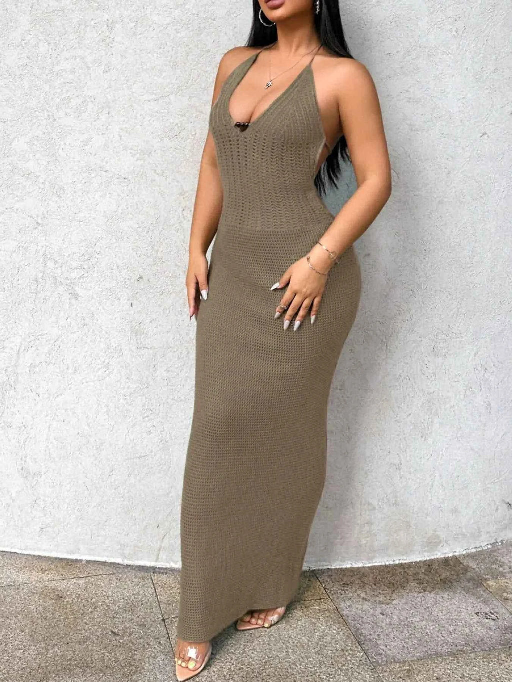 Halter Neck Maxi Bodycon Sweater Dress 72ad5902-c29f-4358-8d97-b0e4421199cb-Max-Origin