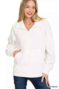 Zenana Half Zip Fleece Sweatshirt with kangaroo Pocket OFF WHITE 72aeda030a5d4d1291e8a095fd0a52c6-Max-Origin