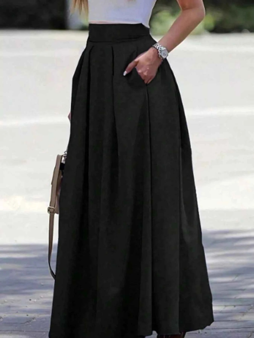Elastic Waist Pleated Detail Skirt 72aee073-265e-425e-93cc-0725fce3ca01-Max-Origin