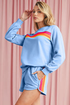 Bonbon Colorful Striped Long Sleeve Pullover and Shorts Set 72af11d9f4e13a0d