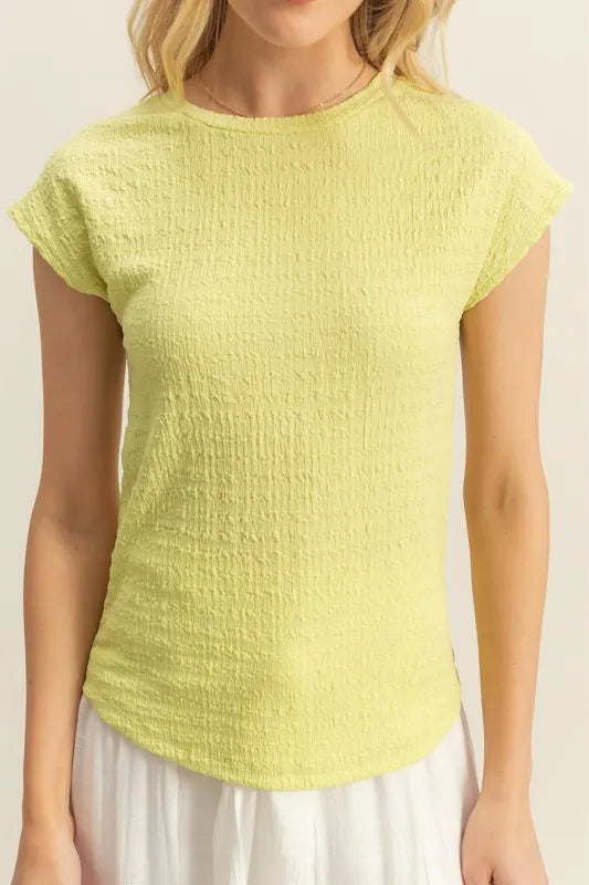 Textured Round Neck Cap Sleeve Knit Top 72b79c28-58fc-45c6-be10-51694ed1c1dc-Max
