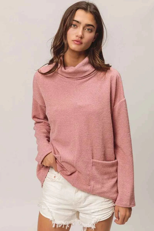 Piper Rib Double Pocket Turtle Neck Sweater MAUVE 72c1ccaebb9f4611be85a5dbbf404cc0-Max-Origin