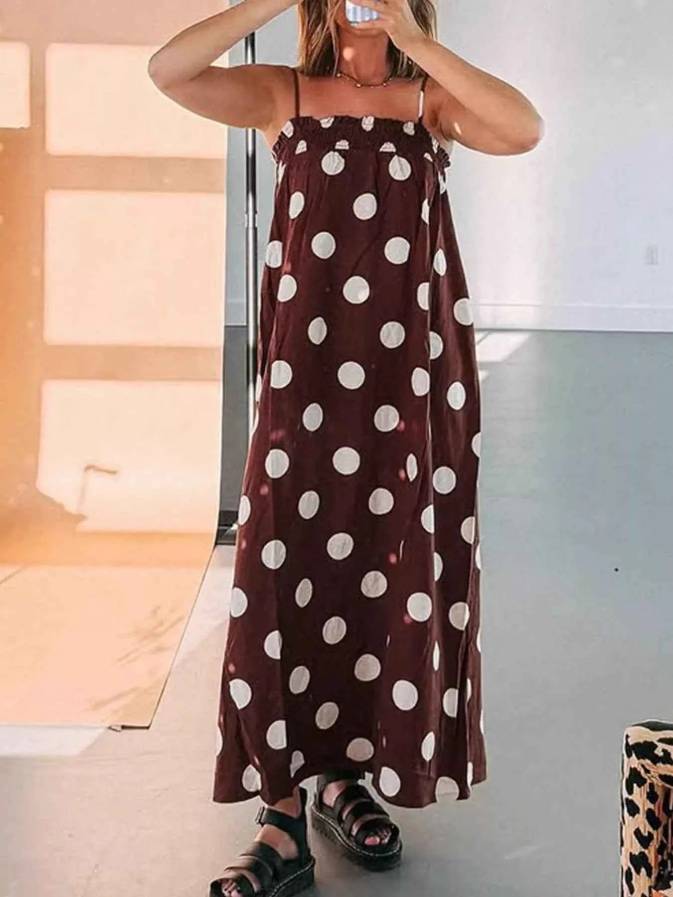 Polka Dot Spaghetti Strap Maxi Dress 72d5831c-b823-4c7a-8245-6aa1bc509205-Max-Origin