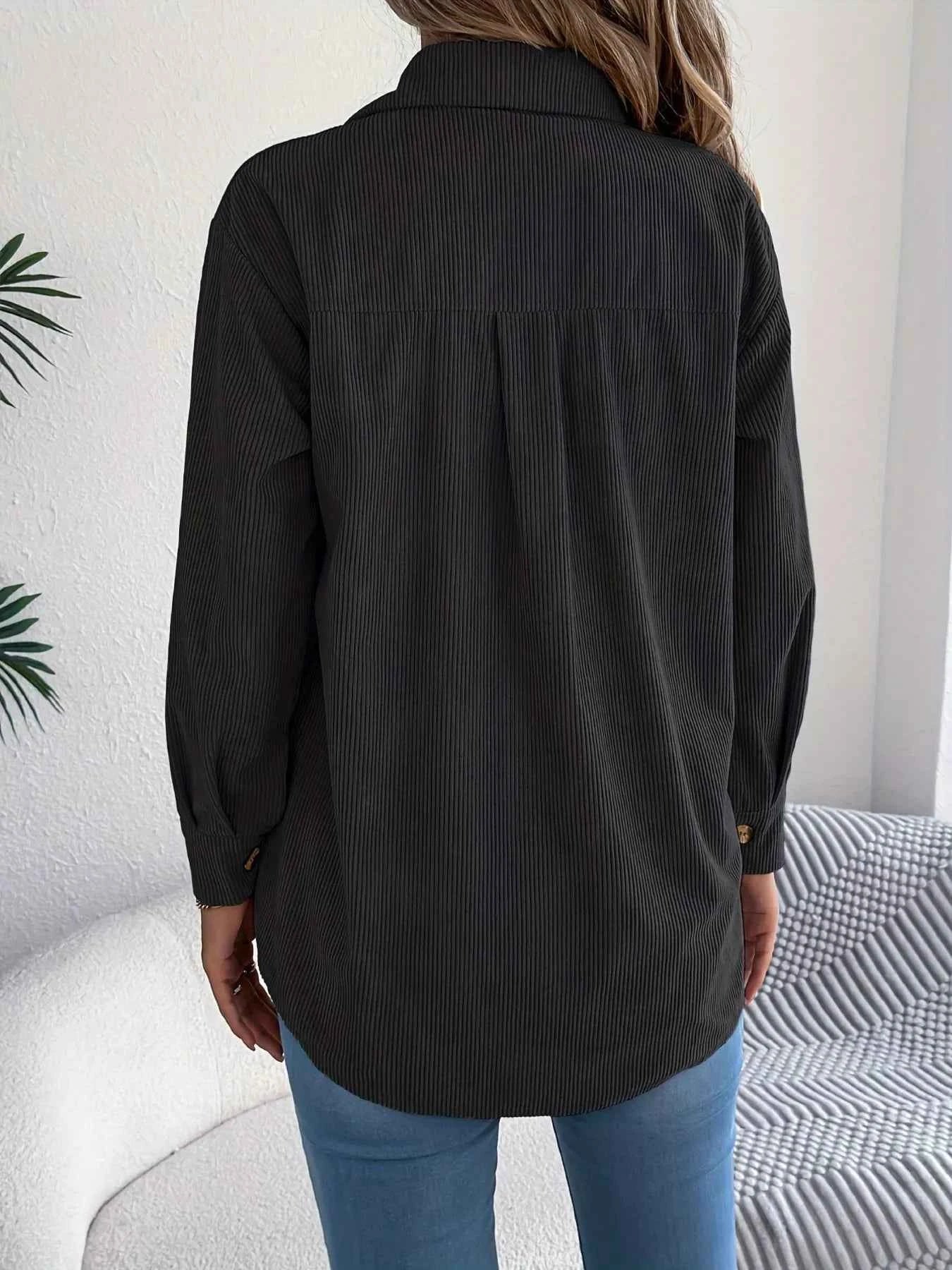 Corduroy Button-Up Long Sleeve Shacket 72dc8f646bd04581a4a2857f688534cc-Max-Origin