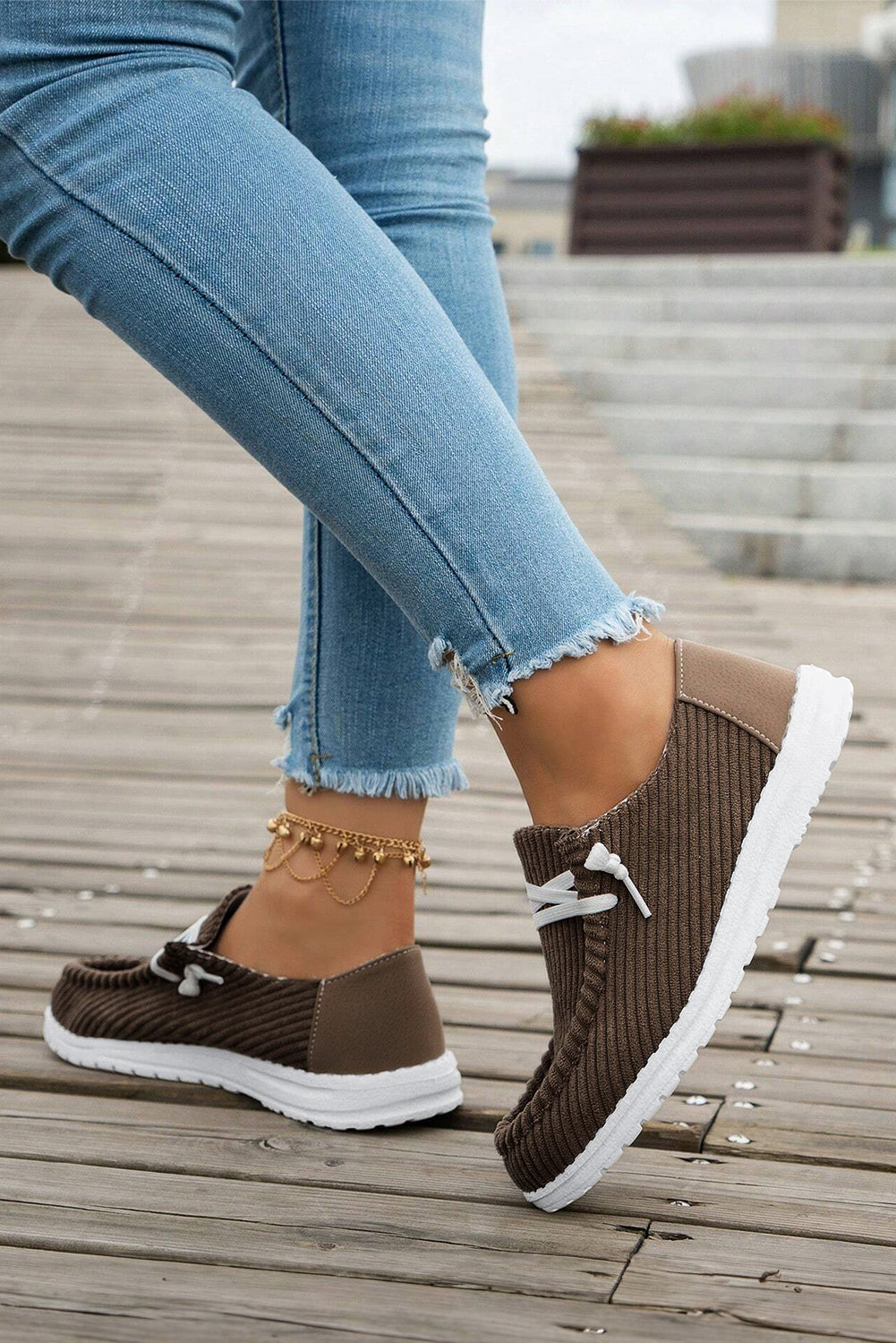 White Solid Ribbed Criss Cross Casual Shoes 72dde380635a9bde