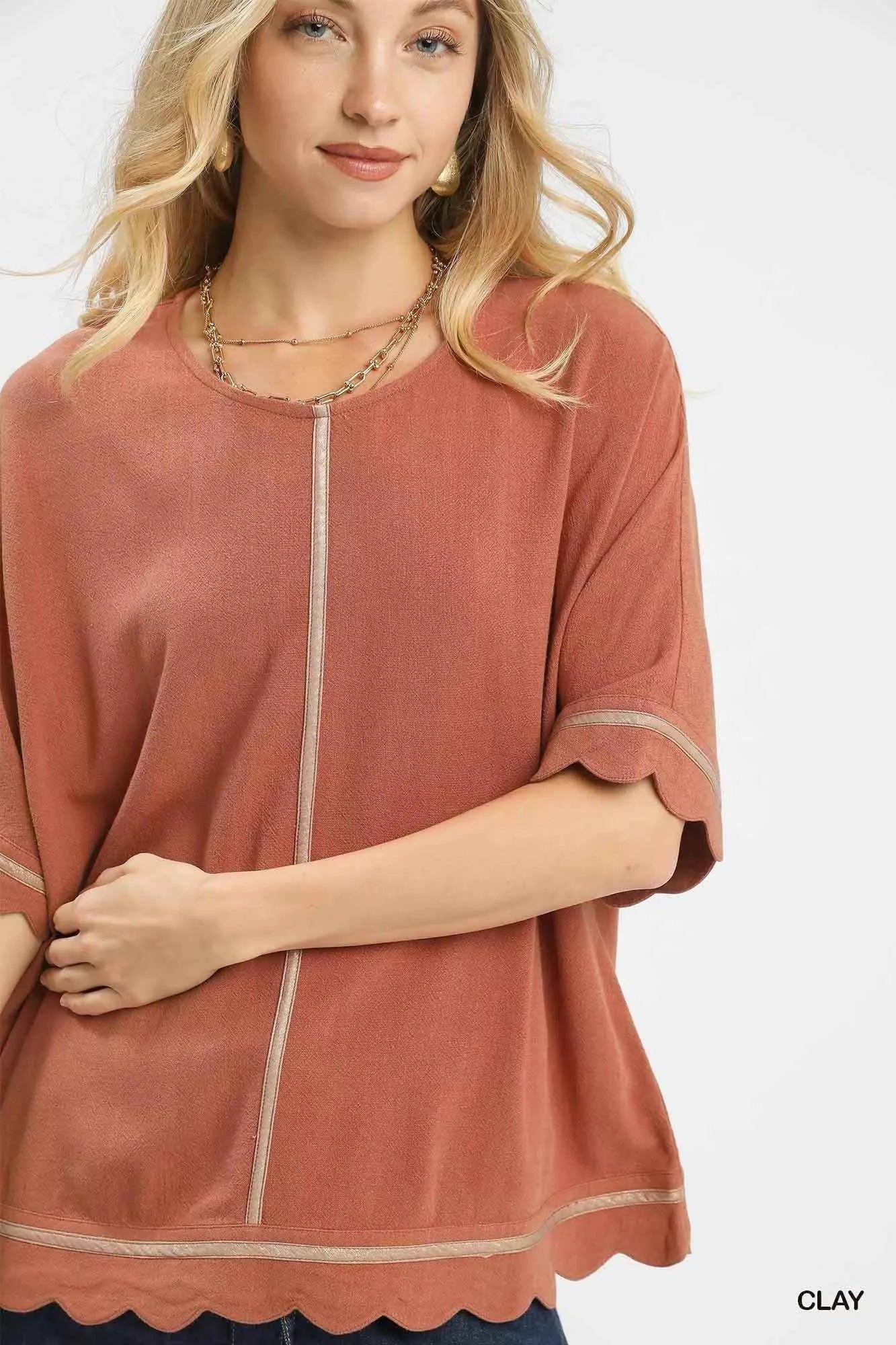 Linen Blend Scallop Trim Top 72e23420-77af-46bd-bce9-51e0e82439b4-Max-Origin