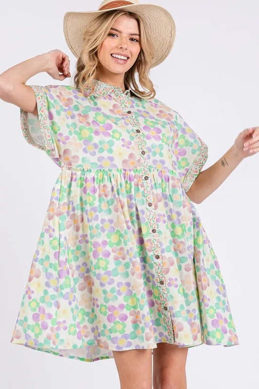 SAGE+FIG Floral Babydoll Short Sleeves Dress 72e5e69a-dd7b-4159-beb0-eaca4192c9a1-Max