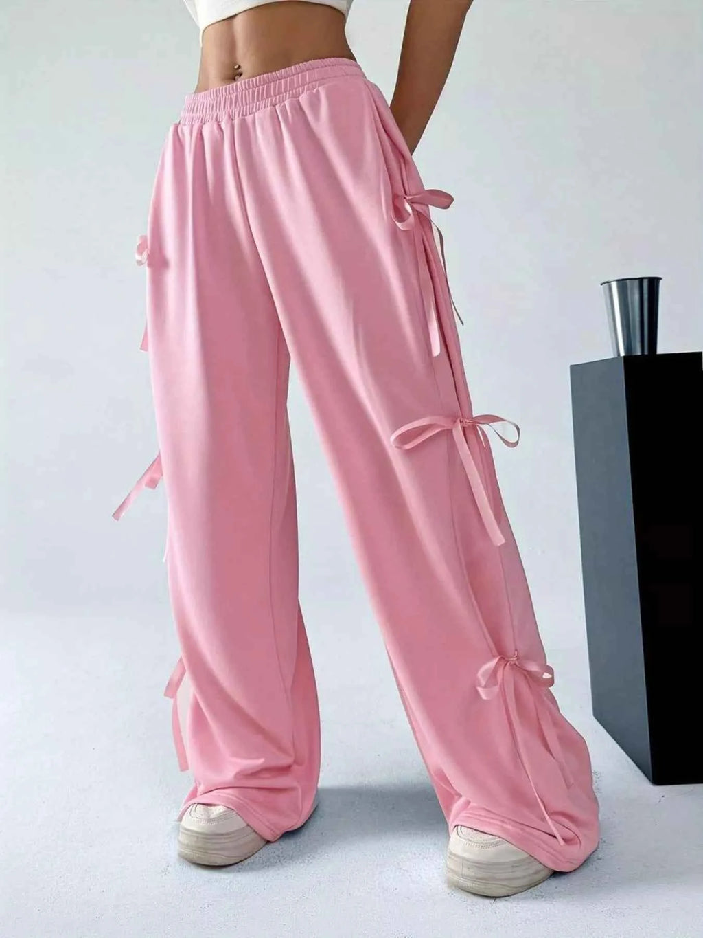 Side Tie Contrast Wide Leg Pants 72e6dc18f991406193cc5c06f0cec940-Max-Origin