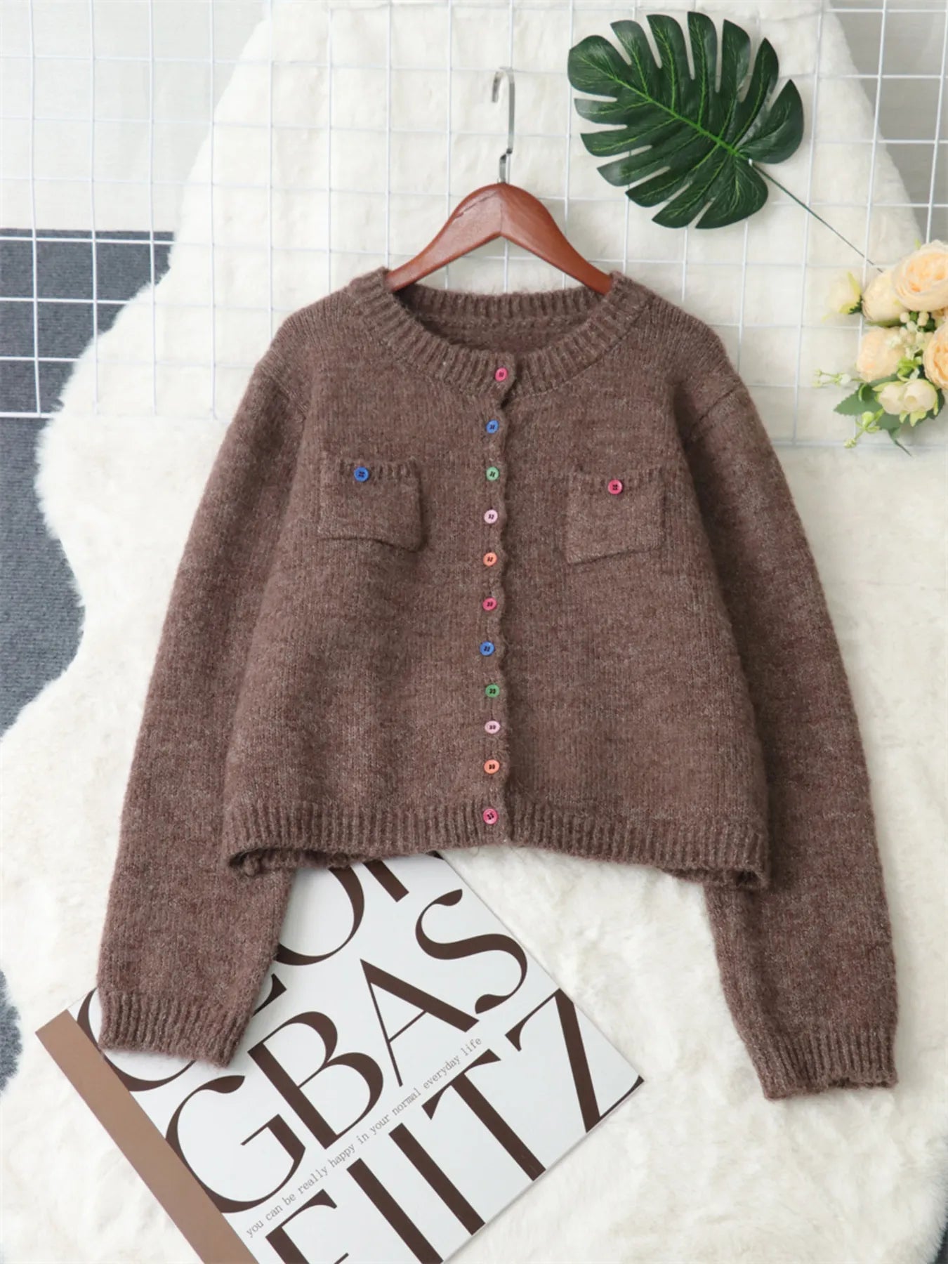 Button-Up Ribbed Hem Cardigan with Chest Pocket 7301bb2cdc6c4725b2e7888ed8347556-Max-Origin