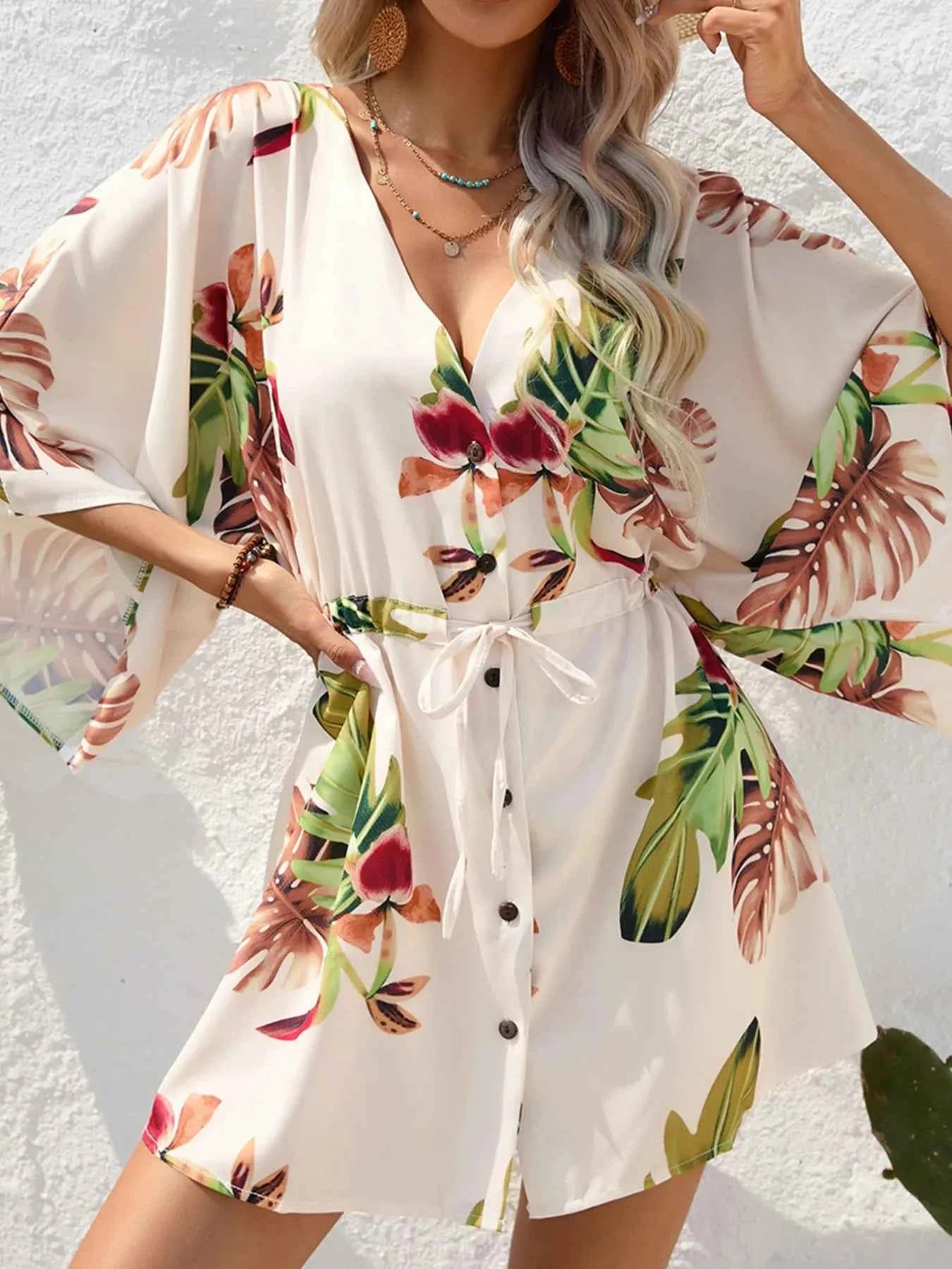 Color Block Drawstring Waist Button Up Dress Tan 733ad6b4b662452e81eb91e7eda642e6-Max-Origin