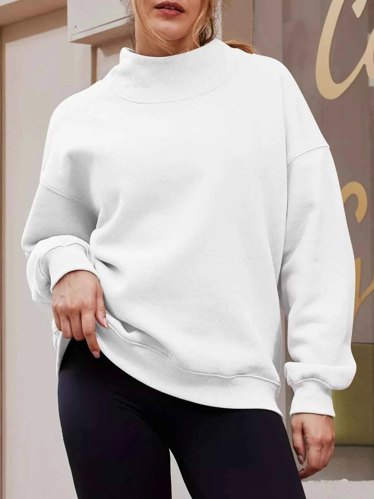Mock Neck Dropped Shoulder Sweatshirt White 733e2b06-5887-4f0b-bb1d-8f8dea4ab4f8-Max-Origin