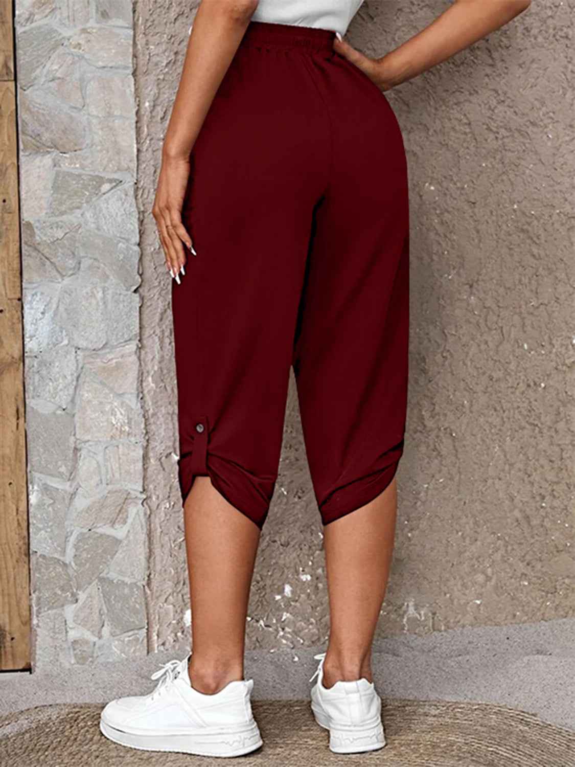 Full Size Roll-Tab Capris Pants 735008430aad44038a6f9a287a2c7383-Max