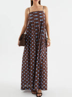 Polka Dot Pleated Detail Maxi Dress 73576bcd-fcc9-44c8-a625-81cf1a3b0a69-Max