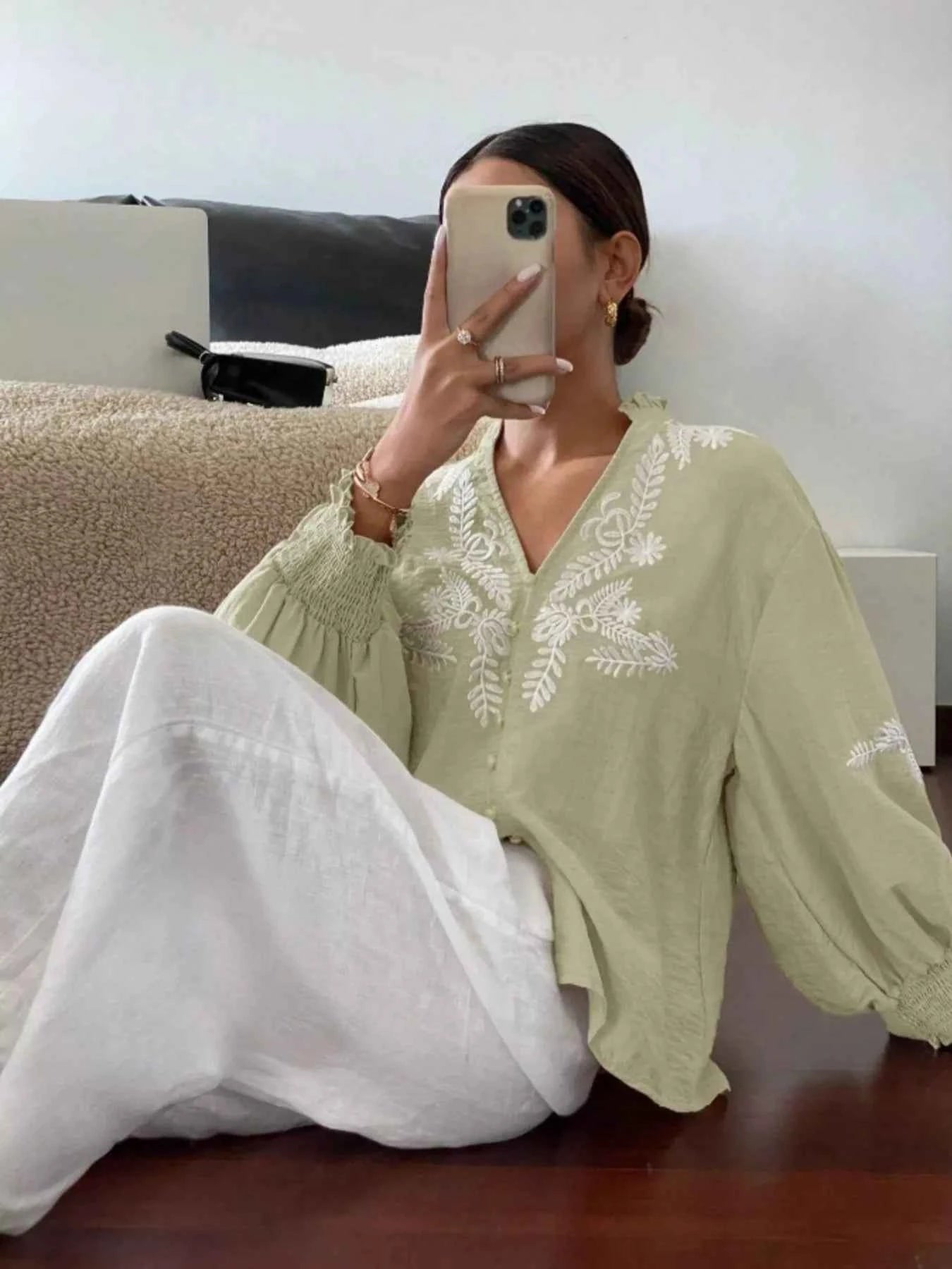 Embroidered Long Sleeve Blouse 7363d38284664fbaa250180199dc2e04-Max-Origin