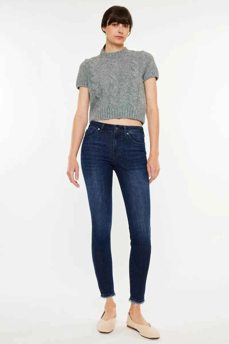 Kancan High-Rise Slim Fit Raw Hem Ankle Jeans 736b4b0d02404759a3b237c19f166c8f-Max-Origin