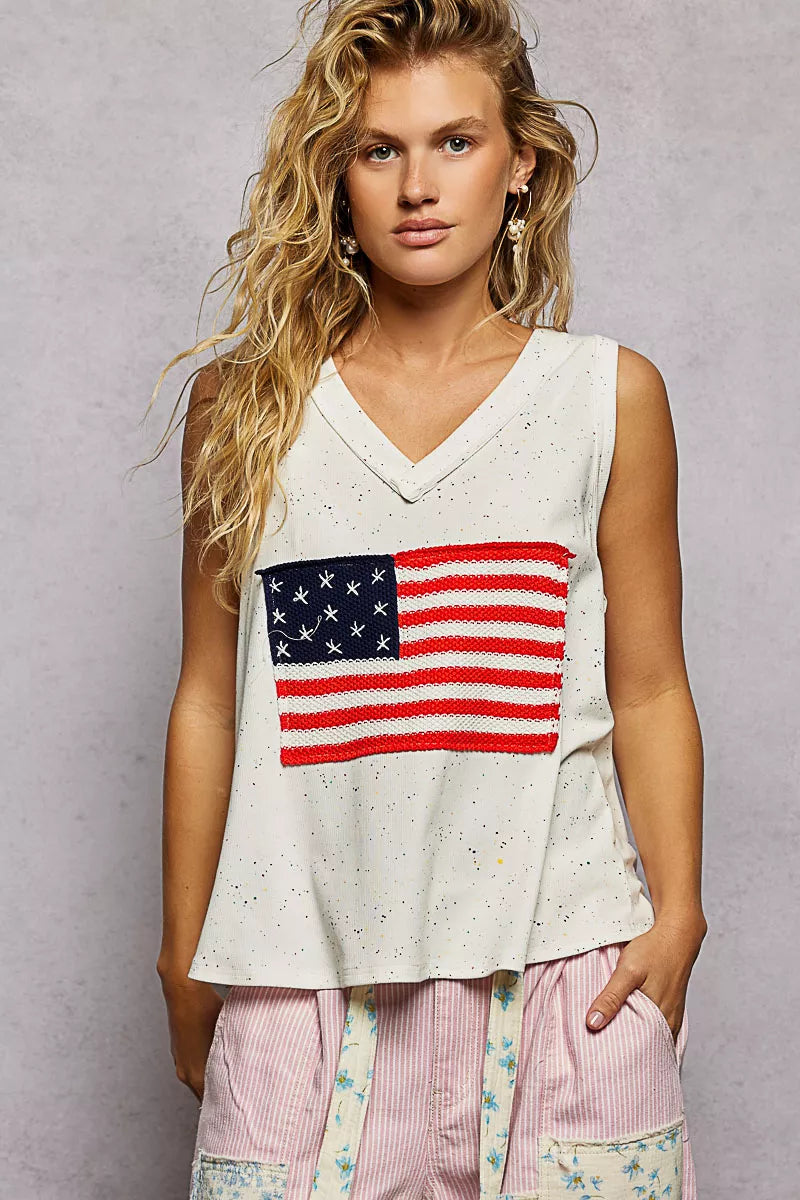 POL V-Neck Ribbed Tank with American Flag Patch and Star Back Patch OFF WHITE 736b87eb-e063-45f6-972d-5f0a912690c5-Max-Origin