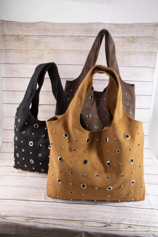 Fame Large Grommeted Suede Shoulder Bag 736d1c75649540ba8b9df50974ad2366-Max-Origin