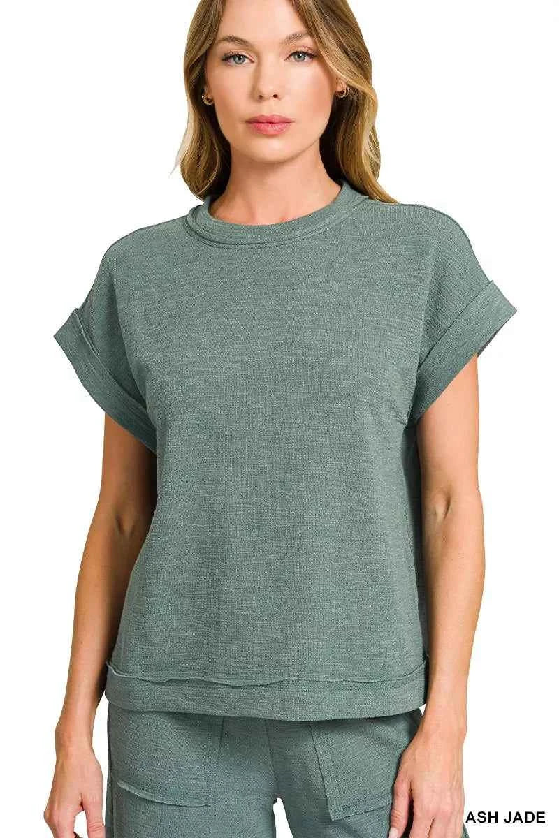 Zenana Cotton Slub Short Sleeve Tee and Pants Set 7377c78aecd94399a14c0393aca1359b-Max-Origin