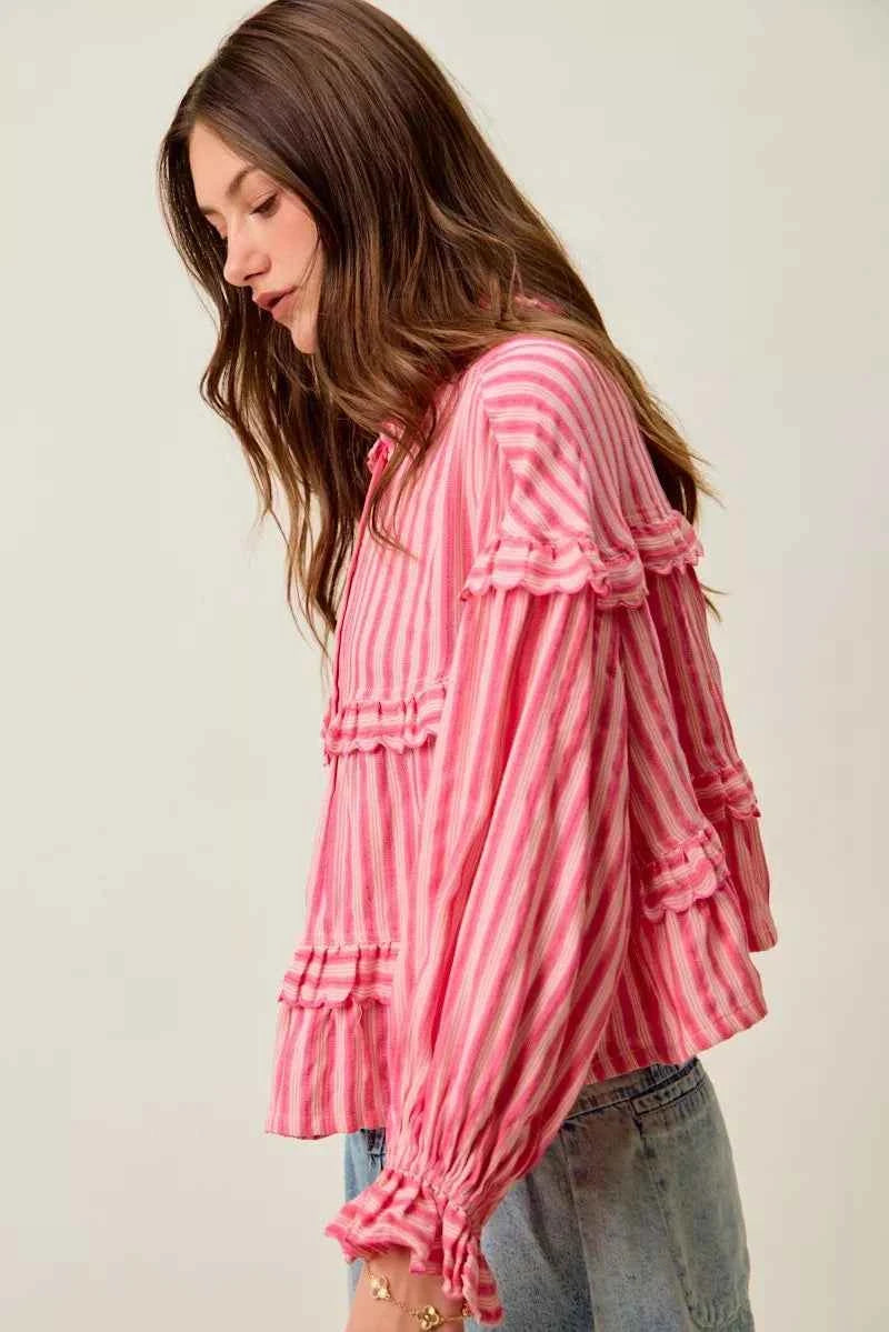 SO ME Variegated Stripe Reversible Flowy Boho Blouse 7380d497490242a2a1ca5d5b9db987c1-Max-Origin