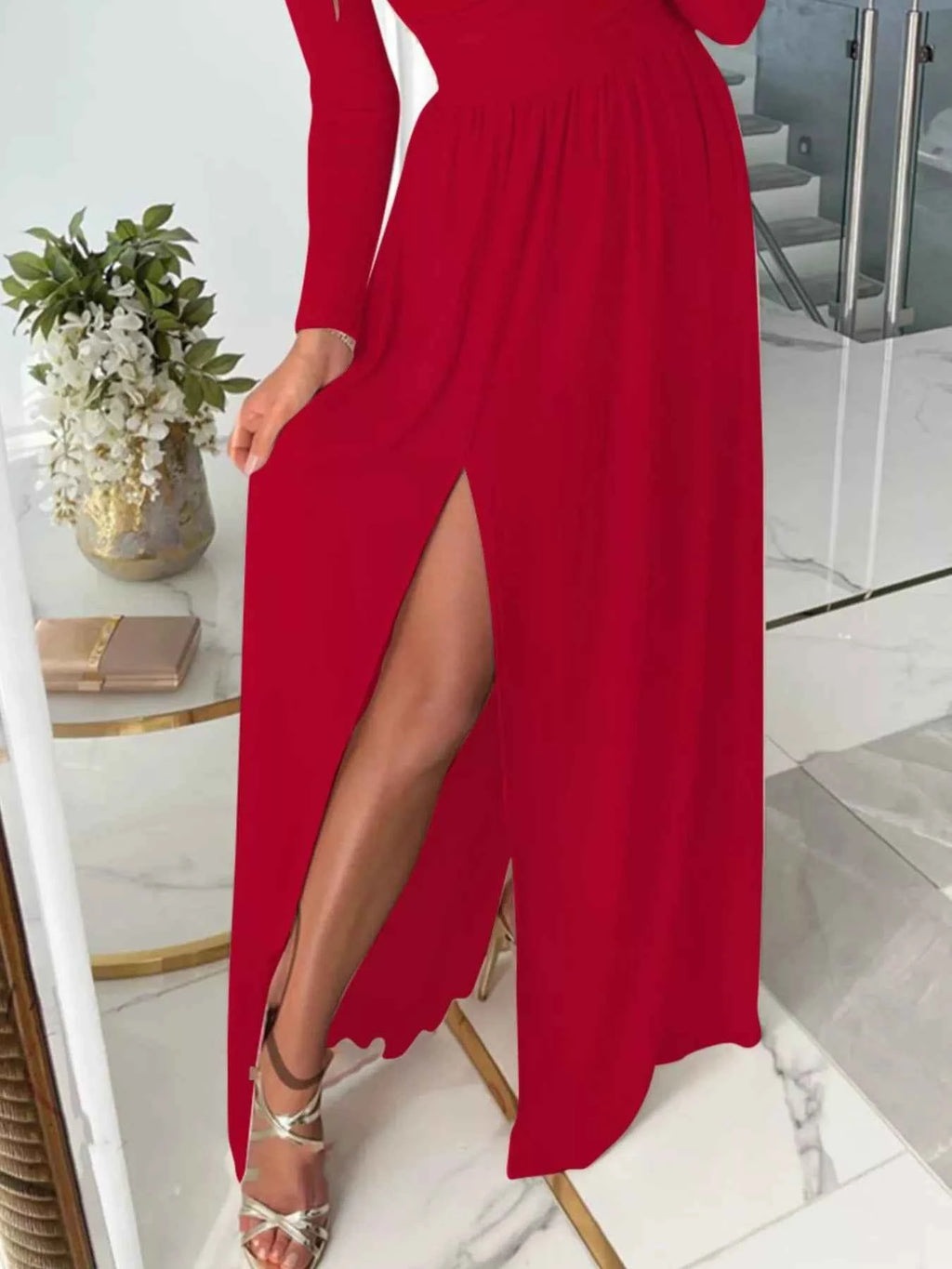 Slit Surplice Cold Shoulder Maxi Dress 7388509e-5d0c-4c87-b3c7-be63856b9a96-Max-Origin