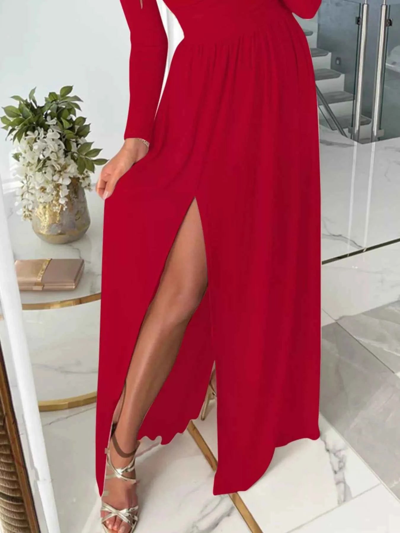 Slit Surplice Cold Shoulder Maxi Dress 7388509e-5d0c-4c87-b3c7-be63856b9a96-Max-Origin
