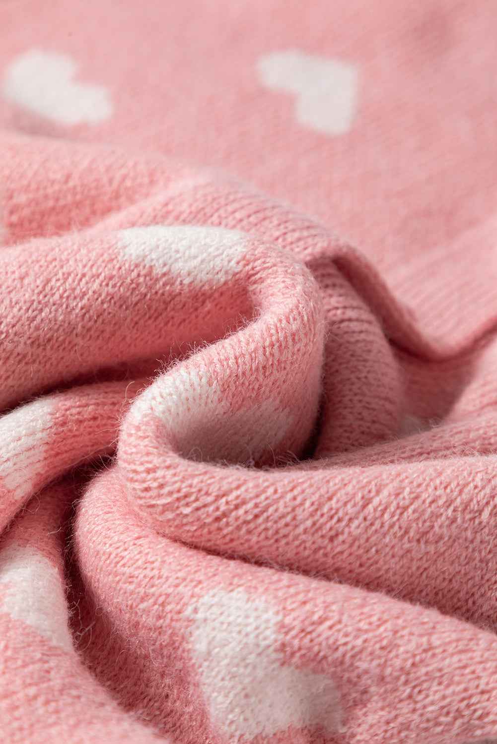 Light Pink Heart Pattern Button Front Cardigan Sweater 7394e9f4a522dc04