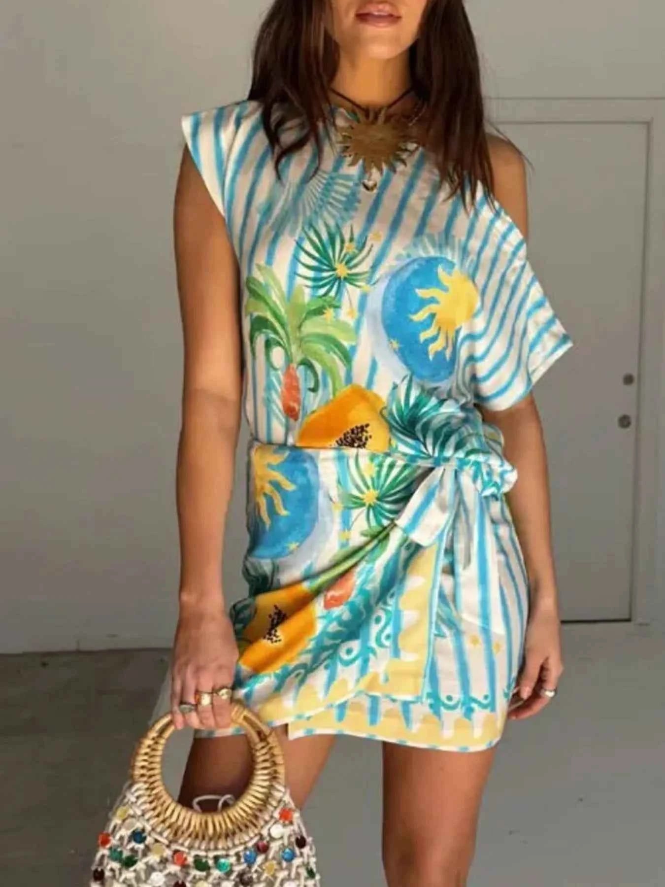 Printed Striped Single Shoulder Top and Skirt Set 73a1eebf-4ac7-4c72-93ae-0b23662c4517-Max-Origin