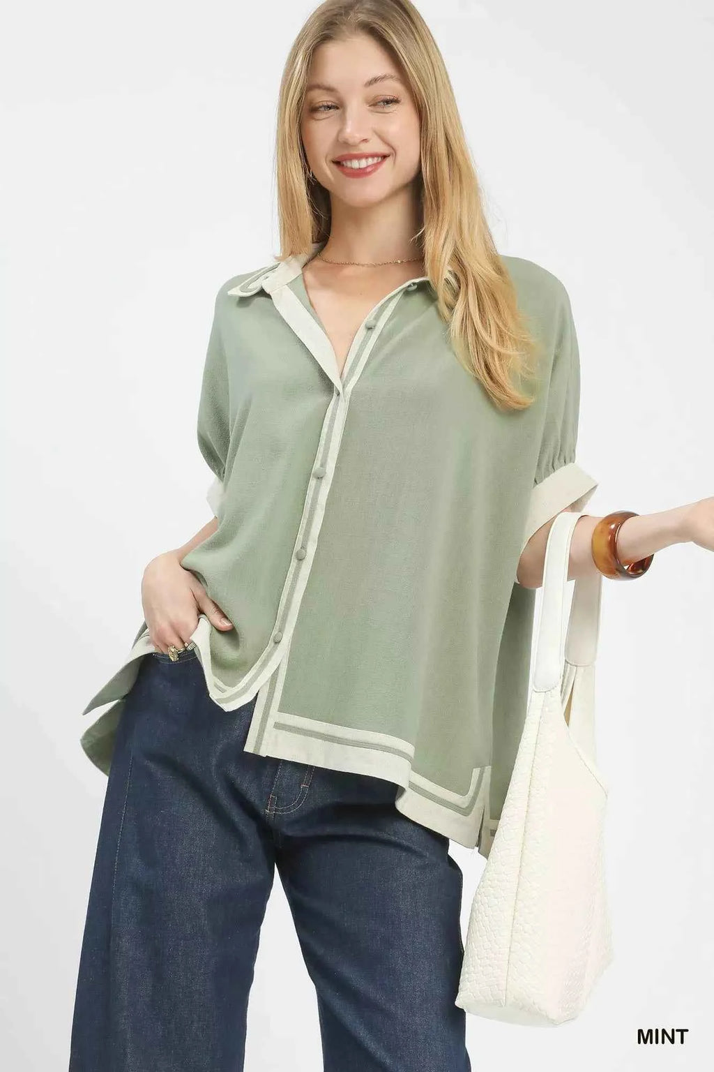 Umgee Linen Button Front Top with Contrast Piping MINT 73a4bdbf-d2c9-46ae-b14f-2ac57e0279cf-Max-Origin