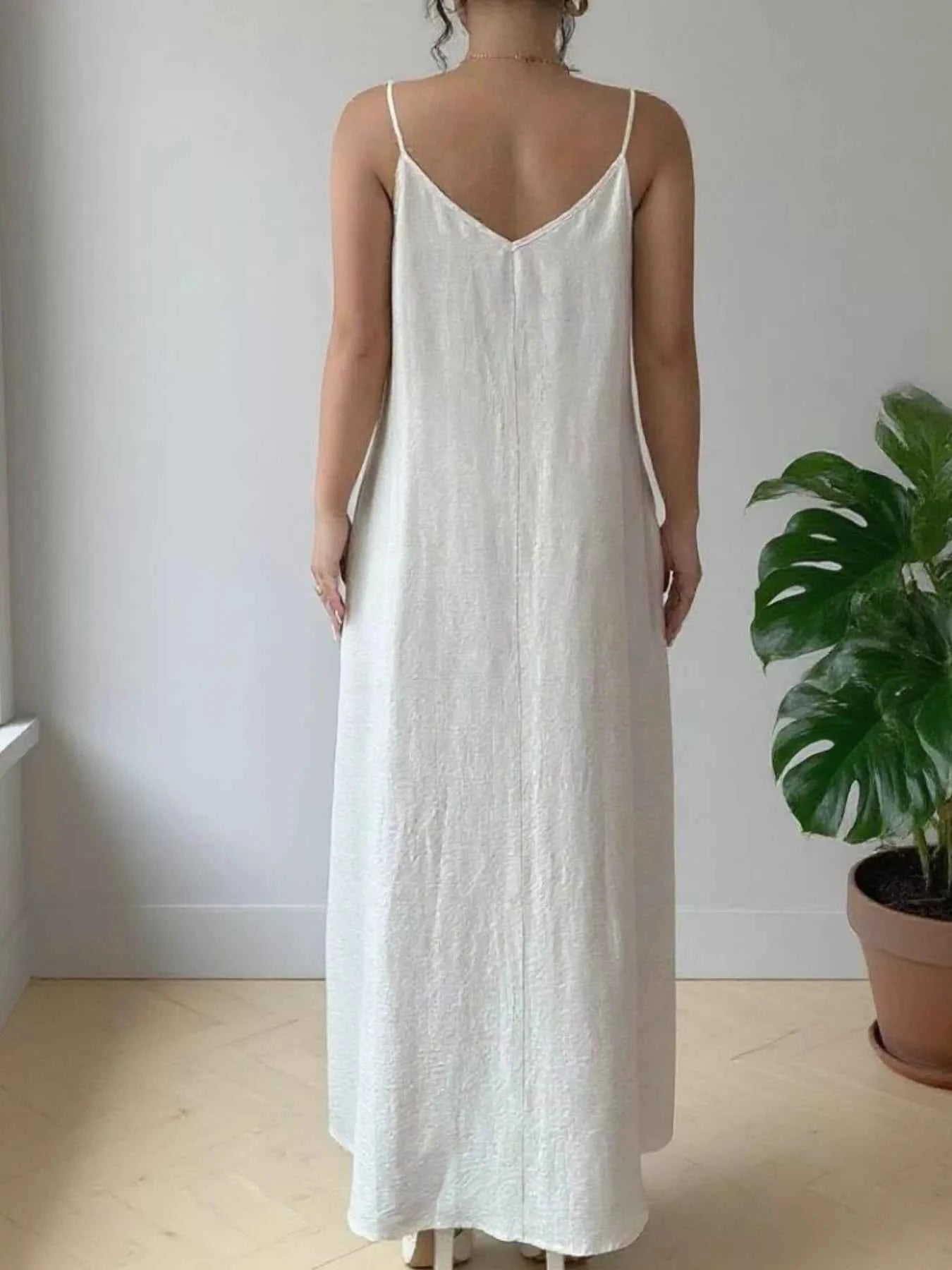 Spaghetti Straps V-Neck Dress 73b16100-c716-4873-9aa5-983e6466d903-Max-Origin