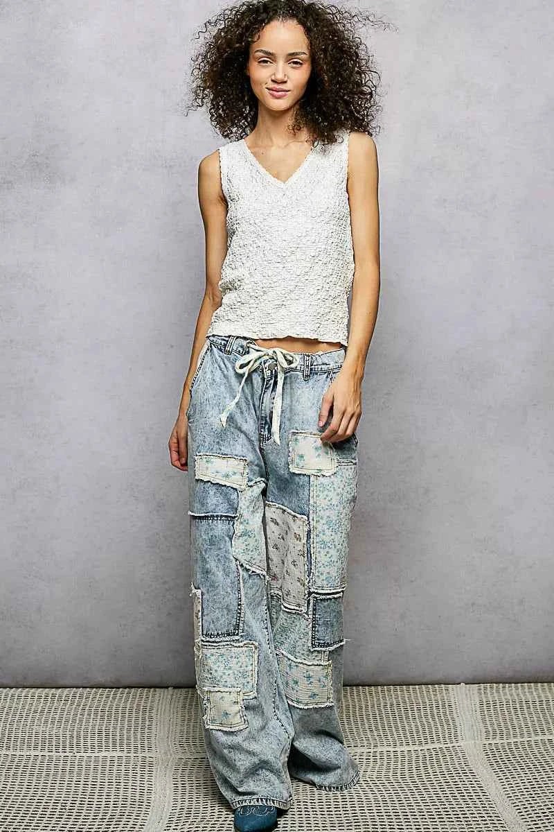 POL Textured Knit V-Neck Tank with Lace Trim 73b2d7cf-8fba-4fc1-ab79-8067538cdc47-Max-Origin