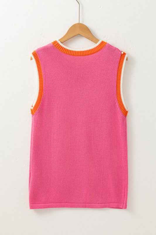 Contrast Trim Pearl Crewneck Sweater Top 73b68c0a-2d28-4d7e-abdf-b1ab8eec80c2