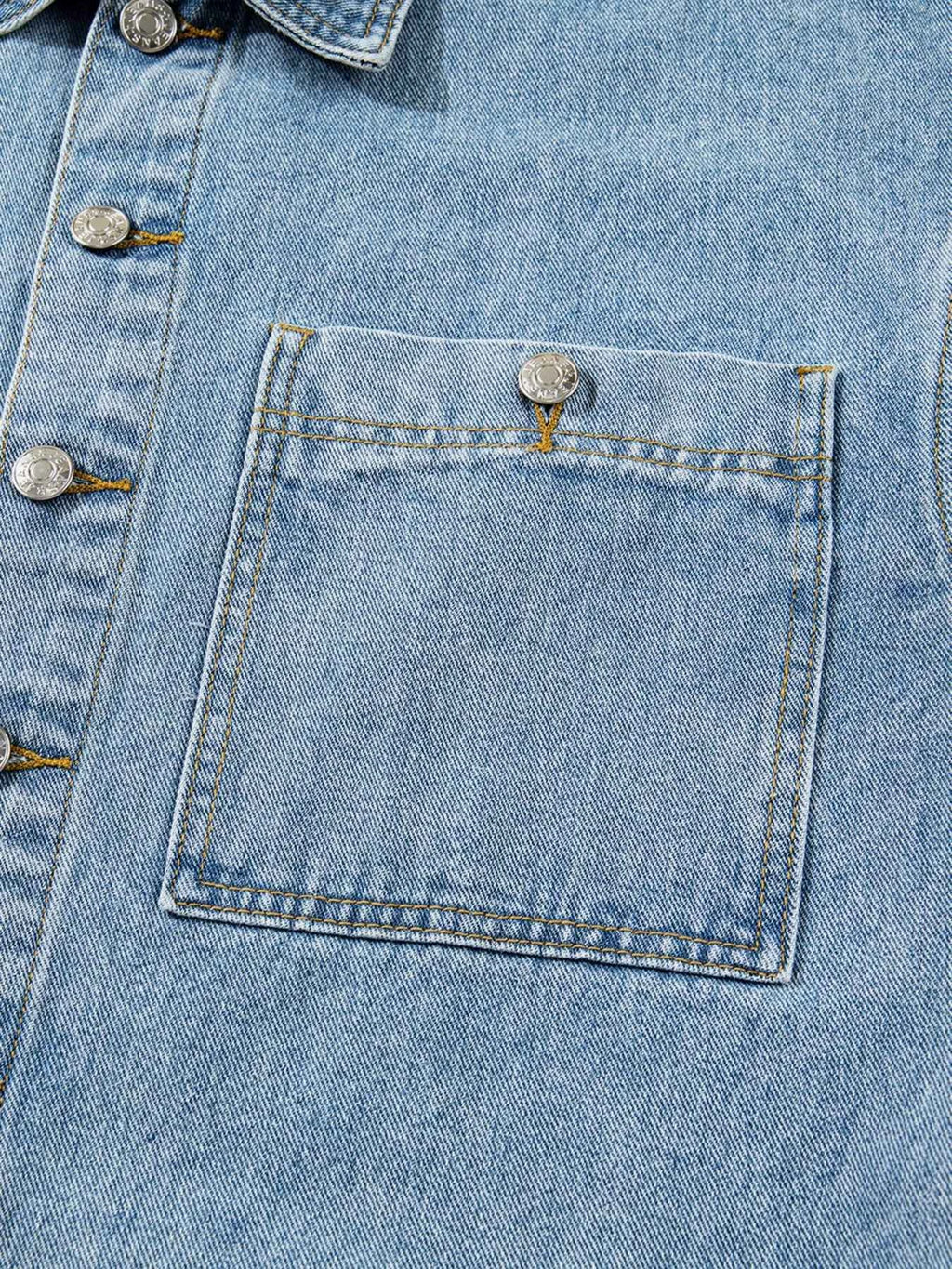 Patched Pockets Side Tie Denim Jacket 73ba4fd36d4e45bd96f3ca99839059bb-Max-Origin