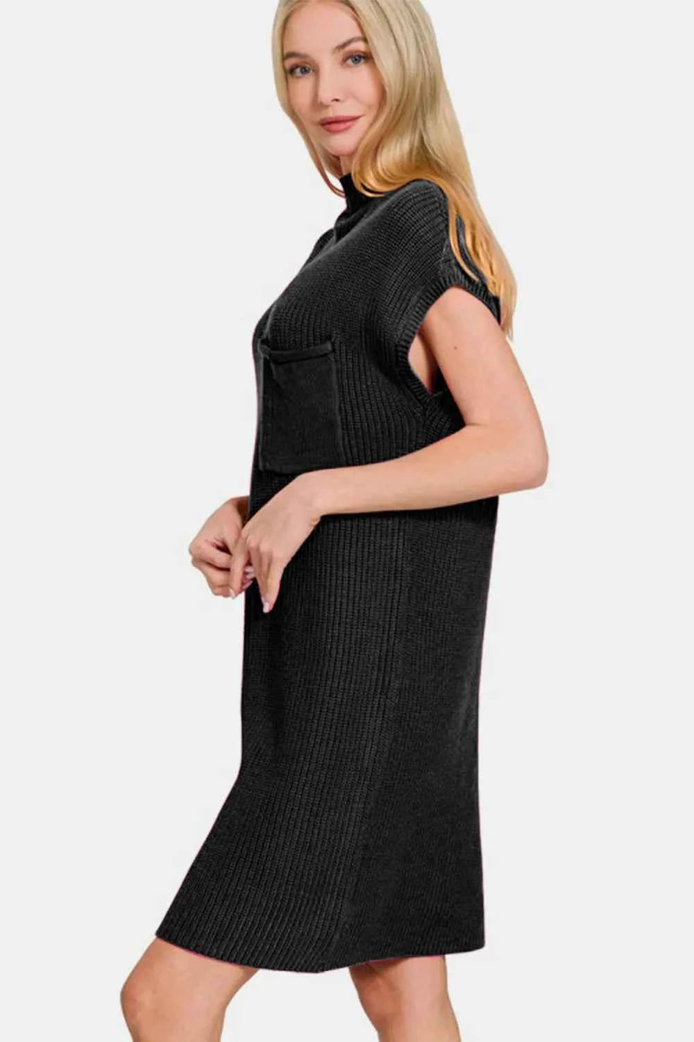 Zenana Mock Neck Short Sleeve Sweater Dress 73cb3a05-7c83-4dd8-b7af-f299901d3e91-Max
